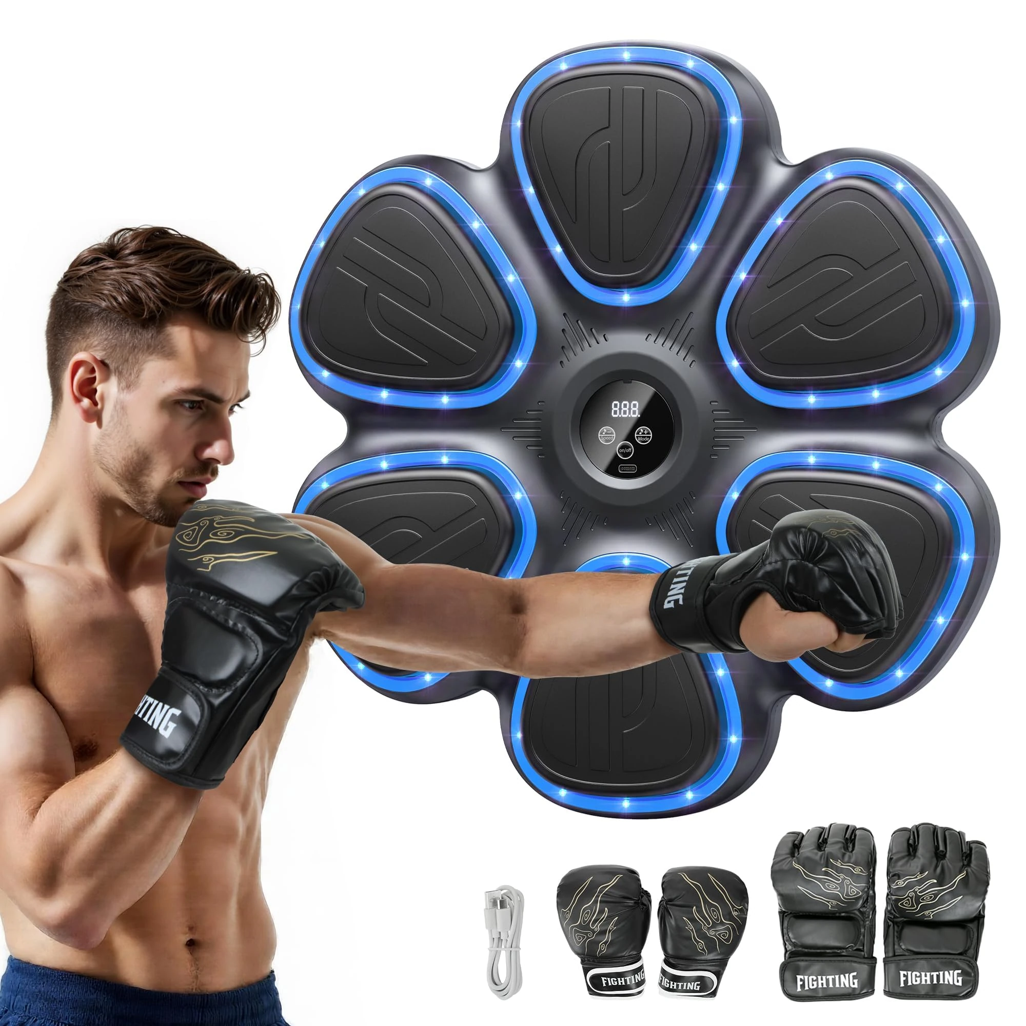 Besserite Upgraded Music Boxing Machine for Adults & Youths- 9-Speed Smart Punching Machine with Beat-Chasing Lights, 2 FREE Gloves | Wall-Mounted Home/Gym/Office Training Equipment