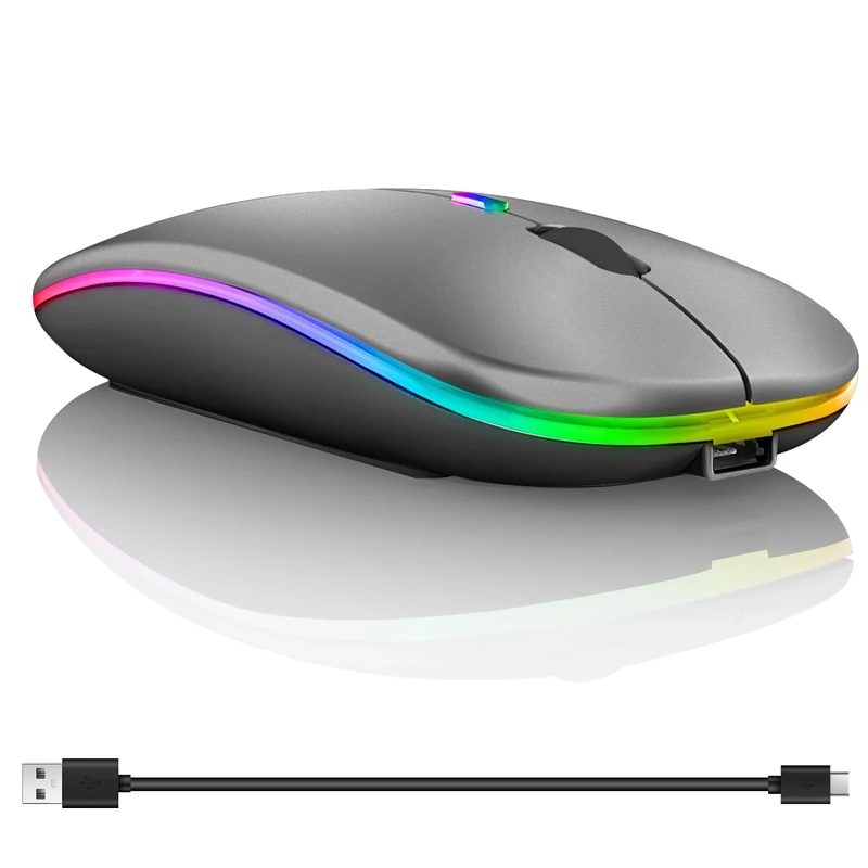 Quwem Bluetooth Mouse Dual Mode 2.4GHz Wireless Mouse Slim Silent for Laptops iPad MacBook PC Rechargeable Portable Laptop Mouse Click 2400 DPI Compatible with iOS Windows MacOS