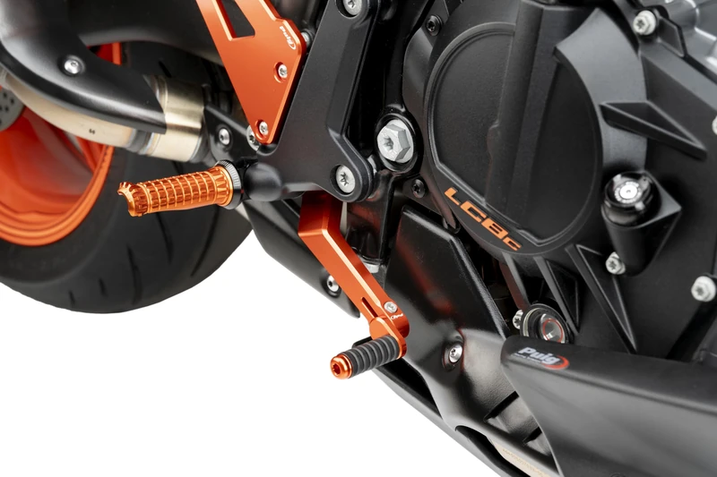 Puig 22207T Gear Lever with Adjustable Tip and Anti-Slip Base; Anodized CNC Aluminum, Precise Control and High Resistance, Orange