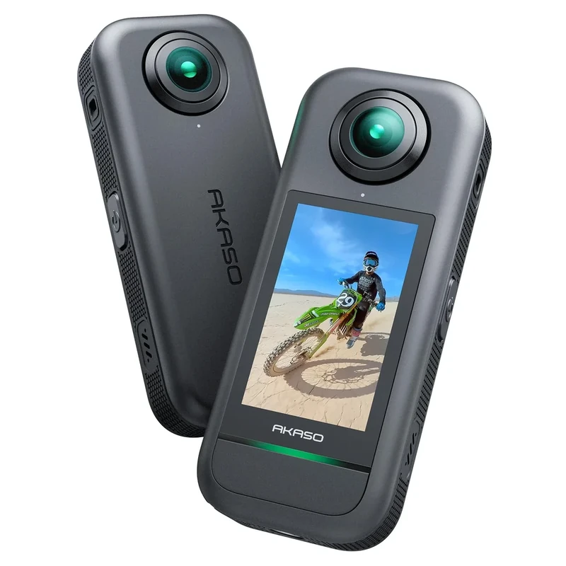 AKASO 360-360° Action Camera with 5.7K 360° Video, 72MP Photo, SuperSmooth Stabilization, 360° Horizon Lock, AI Tracking, Invisible Selfie Stick Effect, Touchscreen, Splash-Resistant