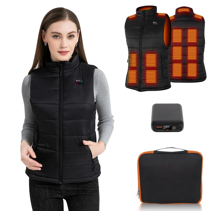 BIAL Heated Gilet Womens, Heated Vest Women with 7.4V Fast Charging 16000mAh Battery Pack, Heated clothes Lightweight Body Warmer Heated Jacket Electric Heated Waistcoat for Ladies Women