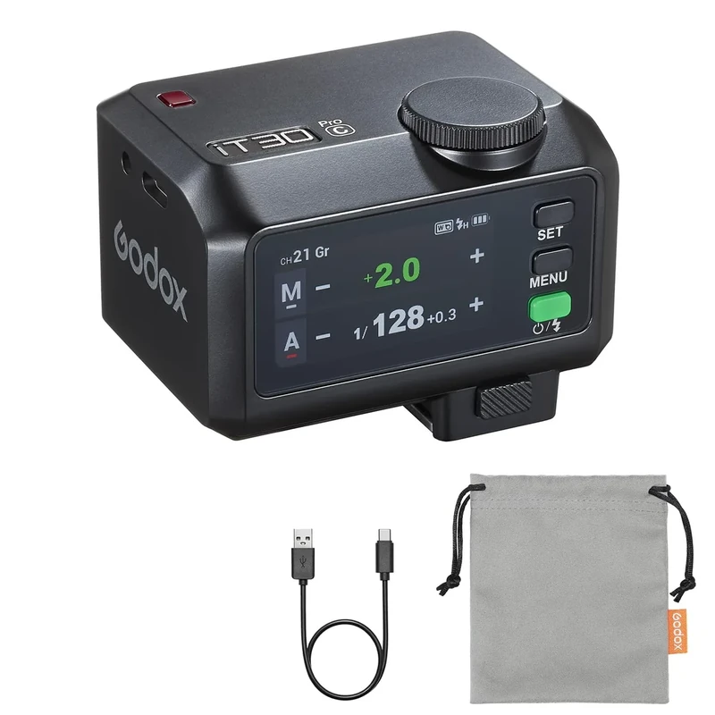Godox iT30 Pro C TTL Pocket Flash - 120g Ultra-Light, 1/8000s HSS, Built-in 2.4G Wireless, Touchscreen, USB-C Rechargeable Flash for Photographers