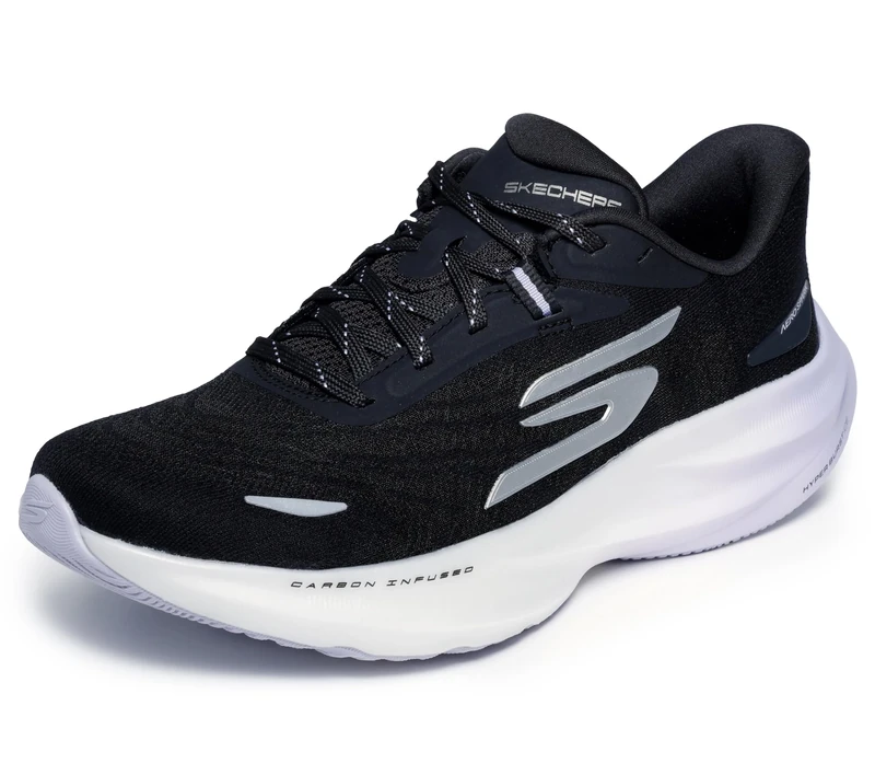 Skechers Women's Aero Spark Running Trainer, Black/White, 8 UK