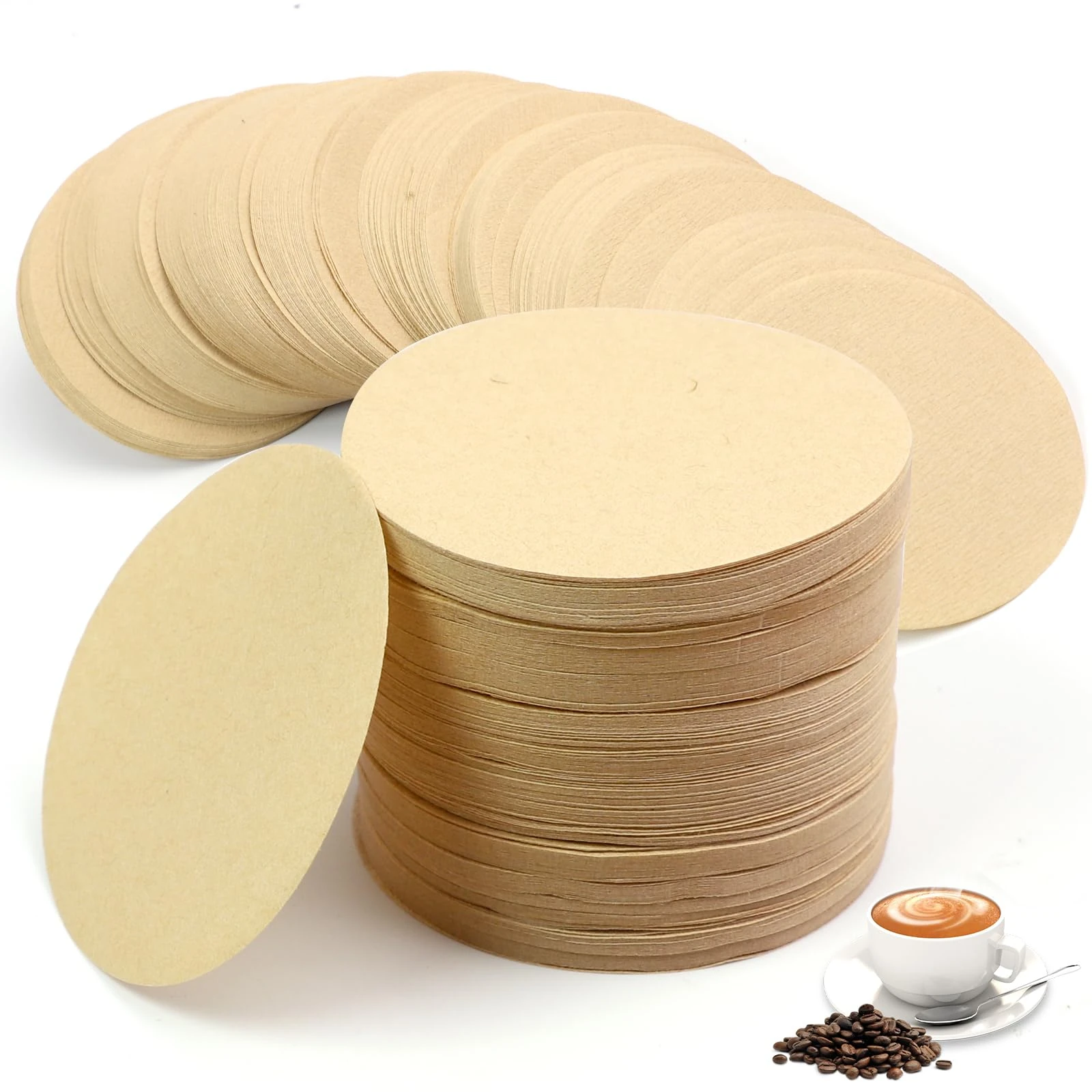 600 PCS Unbleached Coffee Filters Papers Compatible with Aeropress, 64mm Natural Round Replacement Coffee Machine Filter Papers Coffee Filters for Aeropress Espresso Coffee Makers