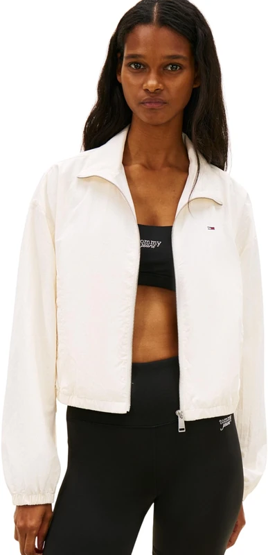 Tommy Jeans Women's Tjw Tie Side High Neck Jacket DW0DW22325, White (Ancient White), M