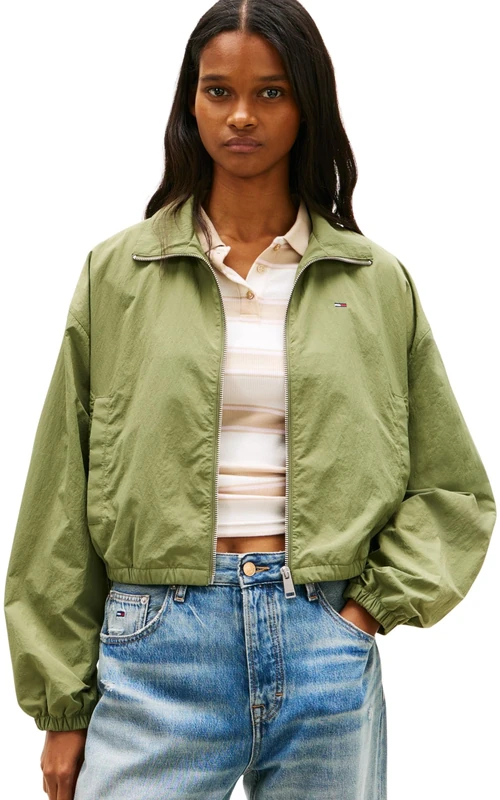 Tommy Jeans Women's Tjw Tie Side High Neck Jacket DW0DW22325, Green (Bay Leaf), S