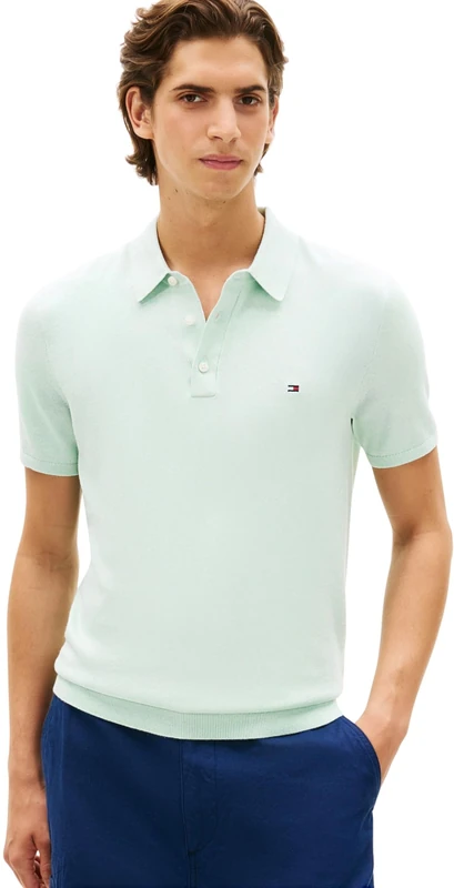 Tommy Hilfiger Men's Essential Cotton Knitted Polo MW0MW37396 Other Sweaters, Green, XXL