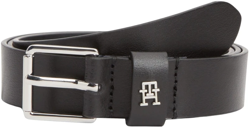 Tommy Hilfiger Women's Th Square 2.5 Silver AW0AW18651 Adjustable Belt, BLACK, 90