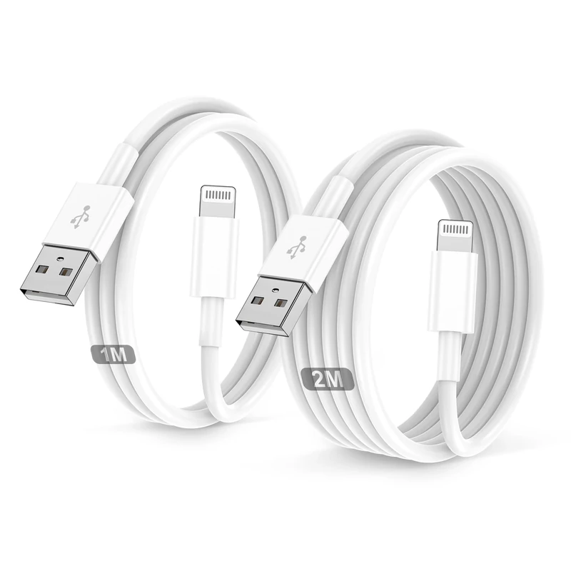 iPhone Charging Cable 2 Pack 1 M + 2 M USB to Lightning Cable MFi Certified for Apple Original Fast Charging Cable, for iPhone 14/13/12/11/Pro/ProMax/Mini/XS/XR/MAX/X/8/7/6/6s/Plus/SE/iPad Mini