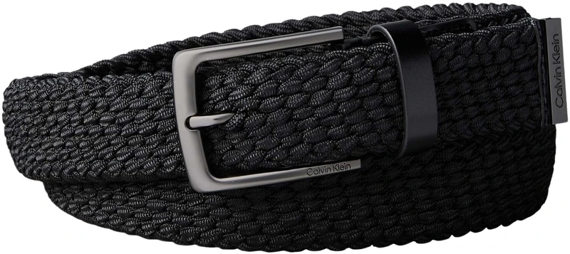 Calvin Klein Men's Belt Casual Pin Buckle 3.5 cm Woven, Black (Black/Matte Gunmetal), 41.3 inches
