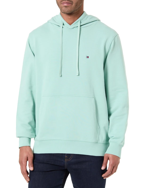 Tommy Hilfiger Men's Essential Terry Hoody MW0MW37235 Pullover Hoodie, GREEN, XL