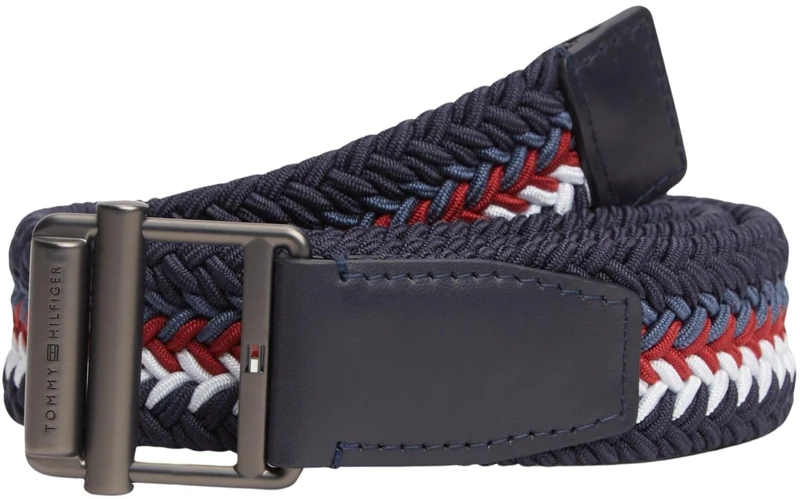 Tommy Hilfiger Men's Roller Buckle Webbing 3.5 Belt AM0AM14187 Fixed Belt, BLUE, 105