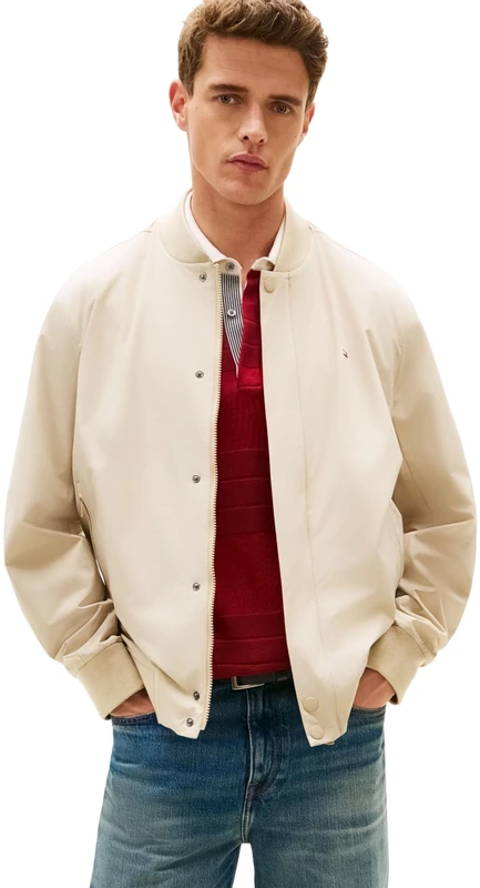 Tommy Hilfiger Men's Tech Lightweight Bomber MW0MW36665 Bomber Jacket, KHAKI, M