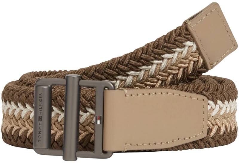 Tommy Hilfiger Men's Roller Buckle Webbing 3.5 Belt AM0AM14187 Fixed Belt, BEIGE, 110