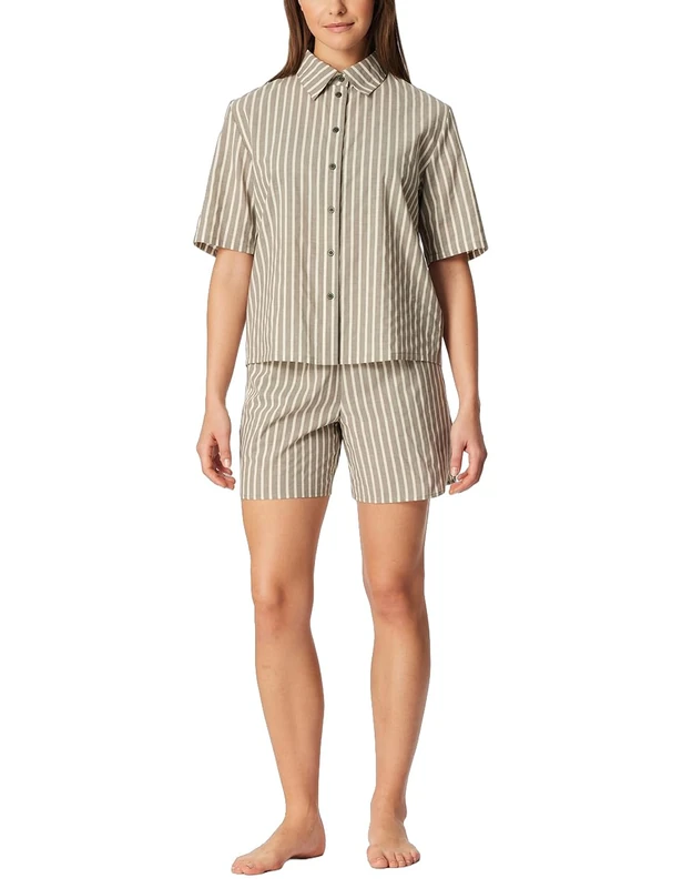 Schiesser Women's Selected Premium Pajama Set, Olive, 20
