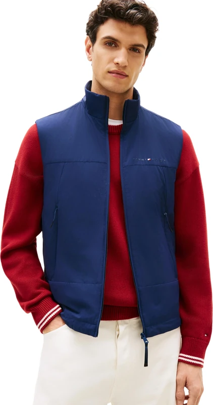 Tommy Hilfiger Men’s Gilet Lightweight with Side Pockets, Blue (Carbon Navy), S