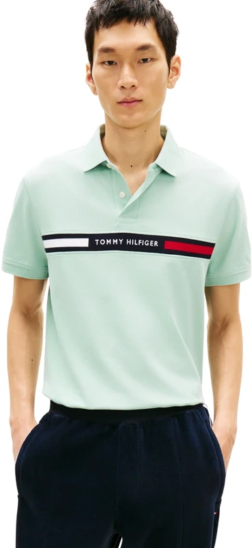 Tommy Hilfiger Men's Hilfiger Chest Insert Reg Polo MW0MW38130 S/S Polo, Green, XXL