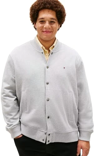 Tommy Hilfiger Men's Bt-Essential Terry Bomber Jckt-B MW0MW44055 Other Sweatshirts, GREY, 4XL