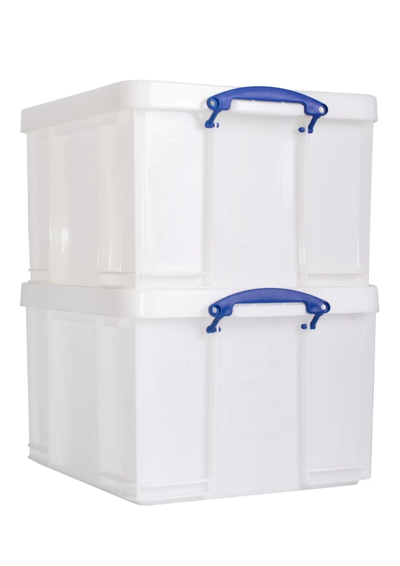 Really Useful Box Plastic Storage 42 Litre White Strong Pack of 2