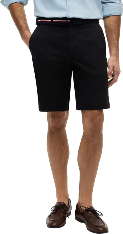 Tommy Hilfiger Men's Denton 9.5" Ess Twill W/Belt MW0MW42349 Other Shorts, Black, 38W