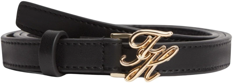 Tommy Hilfiger Women’s Belt Script 1.5 cm in Leather with Logo Emblem, Black (Black), 33.5 inches