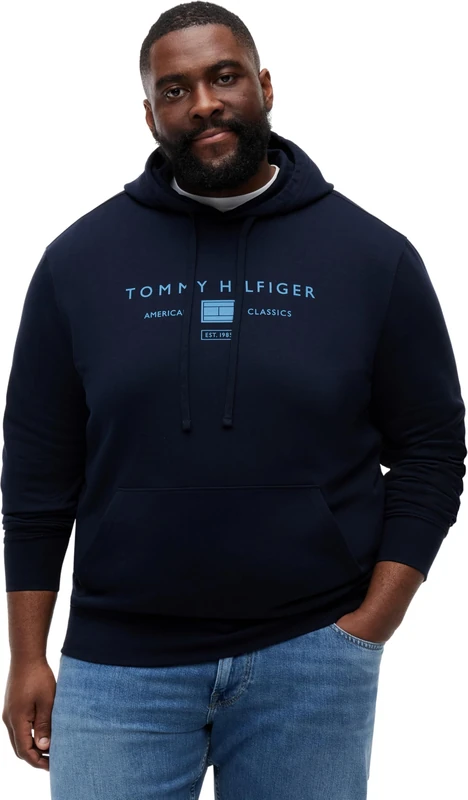 Tommy Hilfiger Men's Bt-Brand L0Ve Tr Mono Stck Hdy-B MW0MW44052 Zip Through Hoodie, BLUE, 4XL
