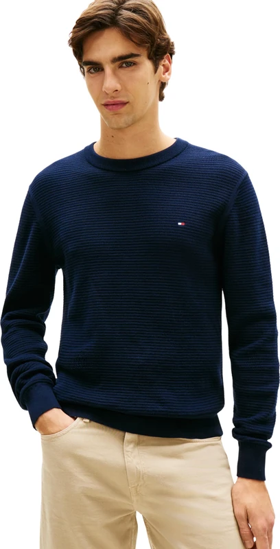 Tommy Hilfiger Men's Seasonal Structure Crew Neck MW0MW42799 Other Sweaters, Blue, XS