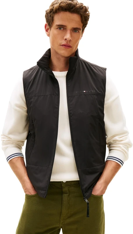 Tommy Hilfiger Men's Lightweight Vest MW0MW42663 Vest, BLACK, XXL