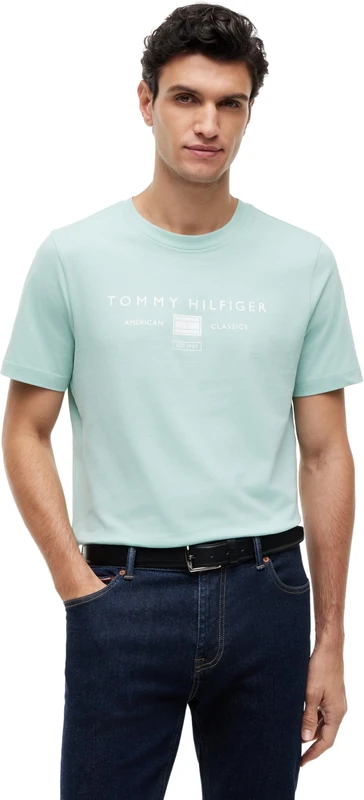 Tommy Hilfiger Men's Brand Love Mono Stack Tee MW0MW42365 S/S T-Shirt, Green, XXL - Image 1