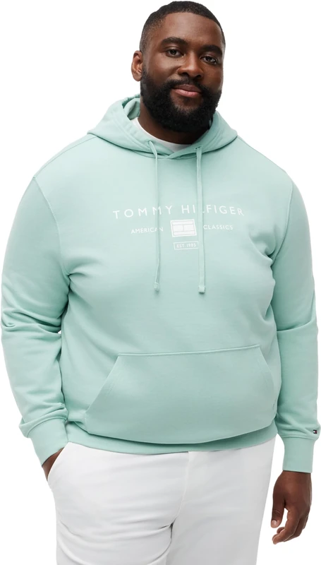 Tommy Hilfiger Men’s Hoodie Brand Mono with Kangaroo Pocket, Green (Crushed Mint), 5XL - Image 1