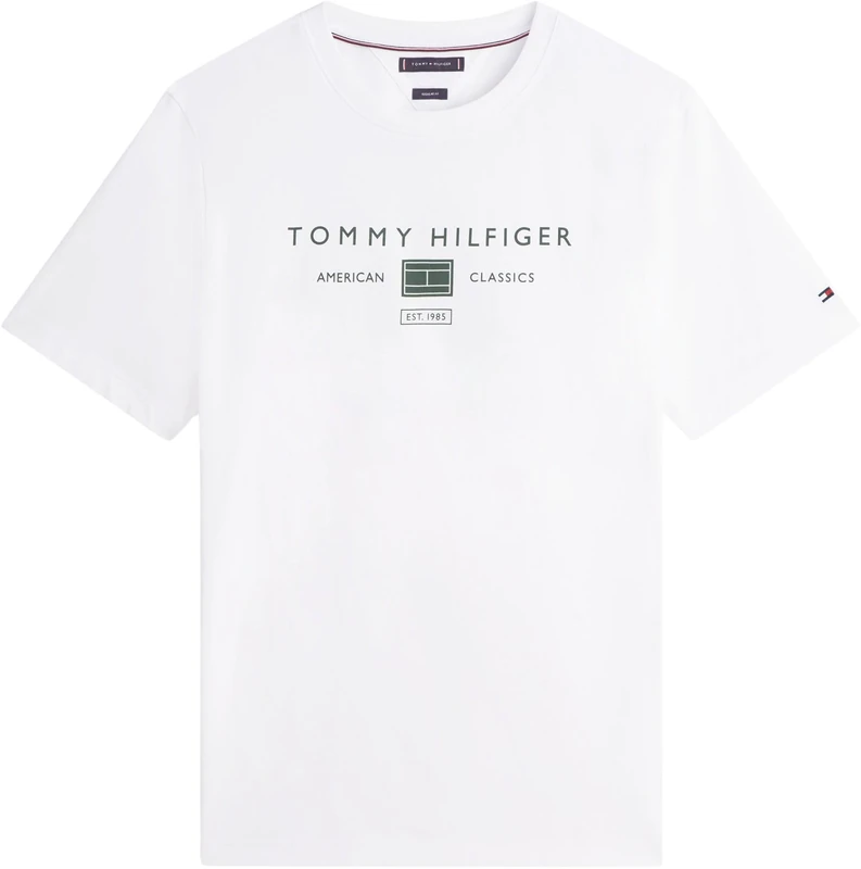Tommy Hilfiger Men's Brand Love Mono Stack Tee MW0MW42365 S/S T-Shirt, White, XS