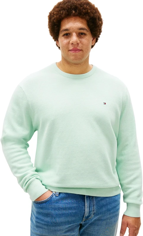 Tommy Hilfiger Men's Bt-Essential Structure Crew Neck MW0MW44085 Pullover Sweater, Green, 3XL