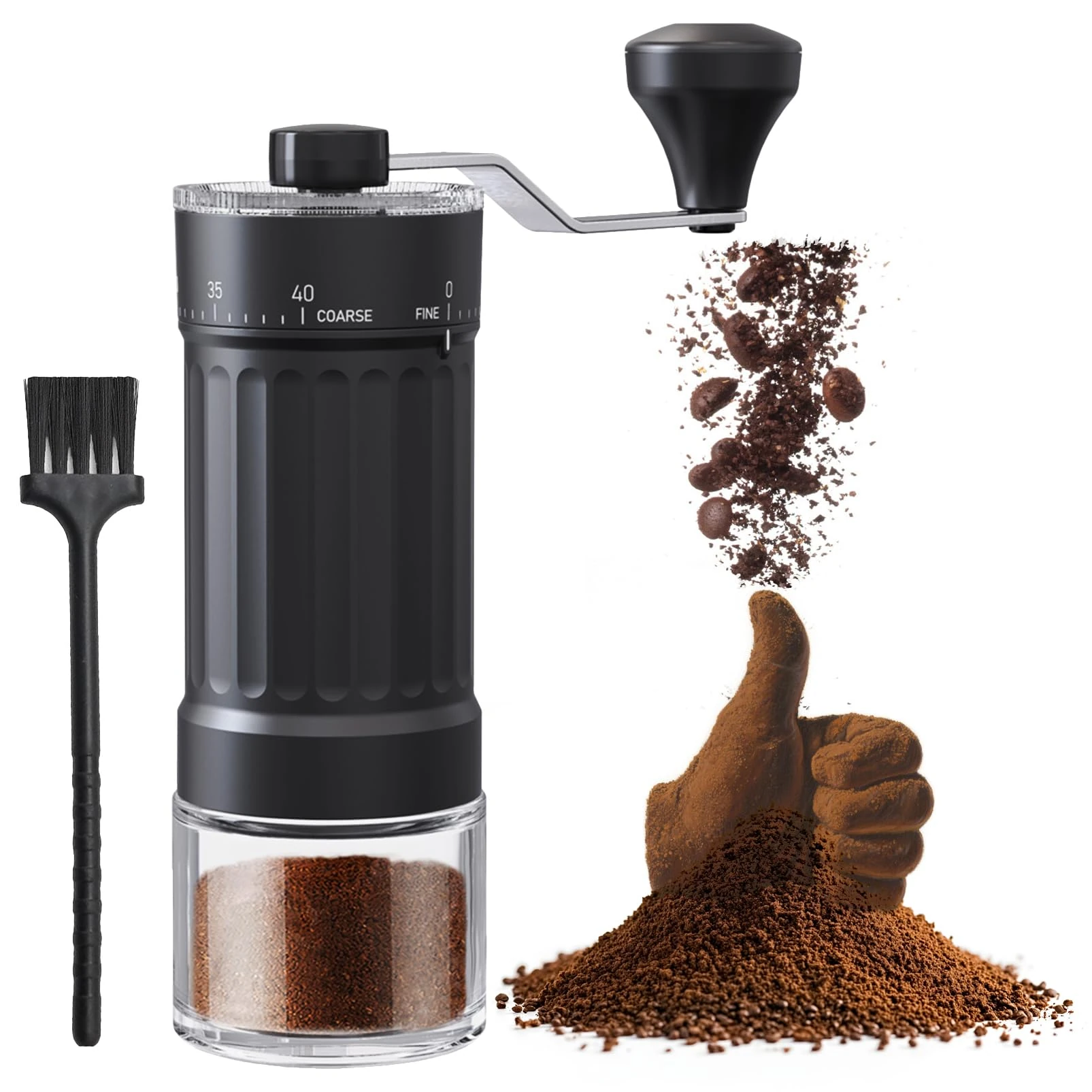 SOUTHMAN Manual Coffee Grinder - 40 Grind Settings, 30g Capacity Portable Coffee Bean Grinder, Fits Espresso/Pour-Over/French Press/AeroPress/Moka Pot, Compact for Camping/Travel/Picnics, Lightweight