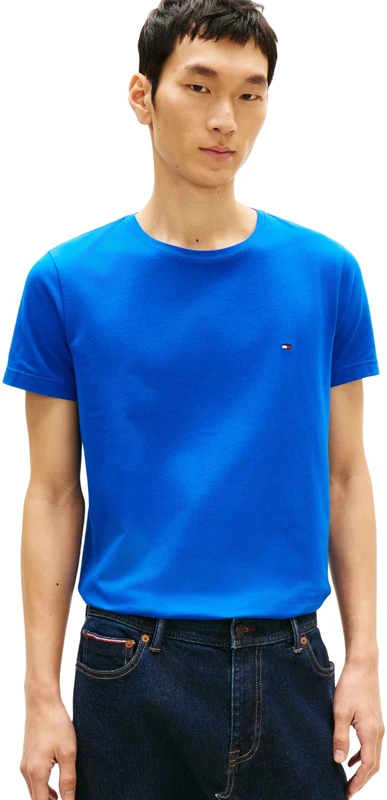 Tommy Hilfiger Men's Stretch Slim Fit Tee MW0MW10800 S/S T-Shirt, Blue, S