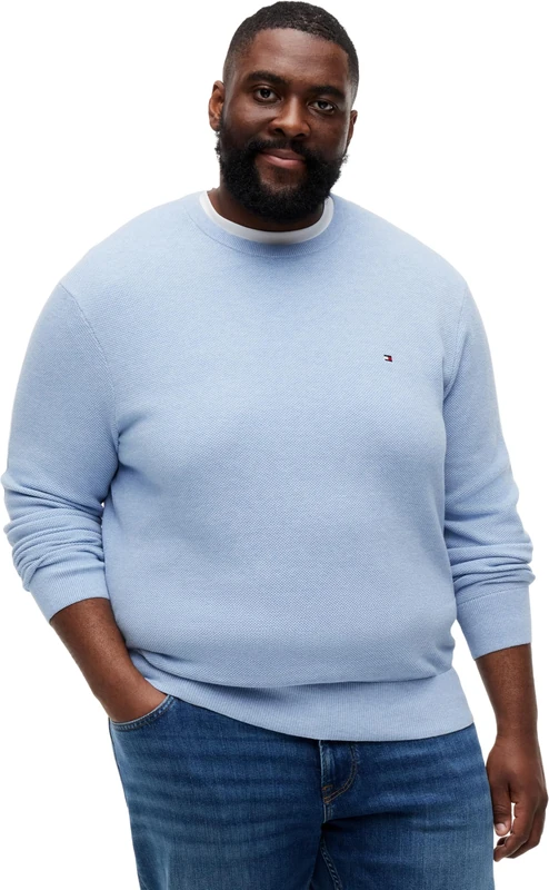Tommy Hilfiger Men's Bt-Essential Structure Crew Neck MW0MW44085 Pullover Sweater, Blue, 5XL - Image 1