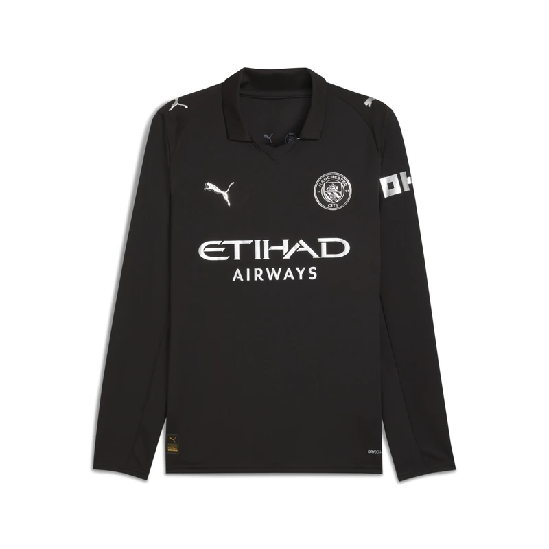 Puma Manchester City FC Men's Away Jersey Longsleeve 25/26, Black (Black), XXL