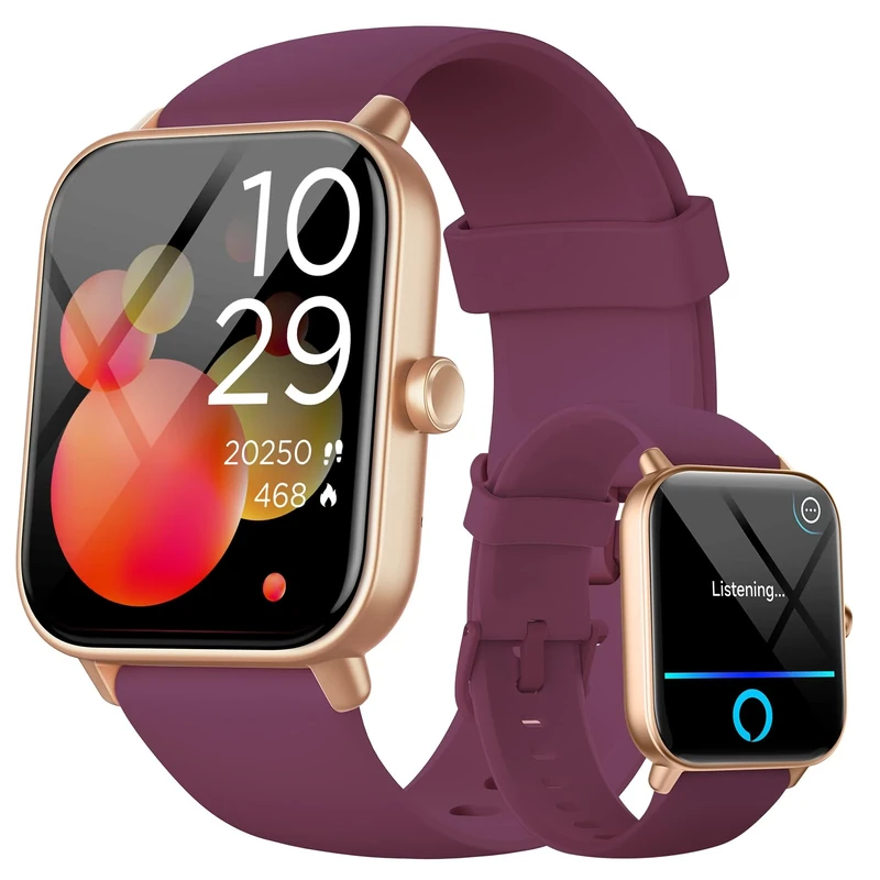 aeac Smart Watches for Women(Answer/Make Call), Alexa Built-in 1.8" HD Ladies Smartwatch with Heart Rate/SpO2/Sleep Monitor, 110+Sports, IP68 Step Counter Fitness Tracker (Deep Purple, S/M/L)