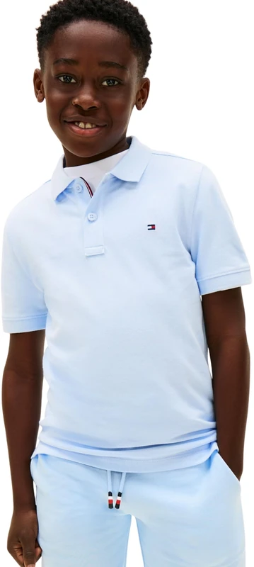Tommy Hilfiger Boy's Flag Polo Ss KB0KB09103 Polos, Blue (Sweet Blue), 16 Years