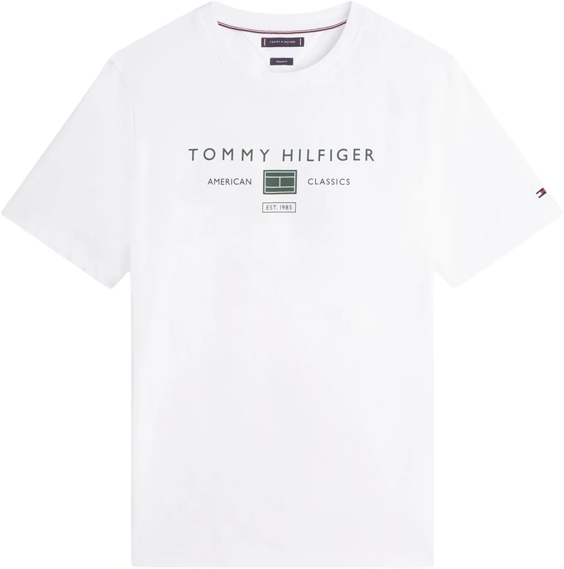 Tommy Hilfiger Men’s T-Shirt Short Sleeve Brand Love Mono Stack in Cotton, White (White), M