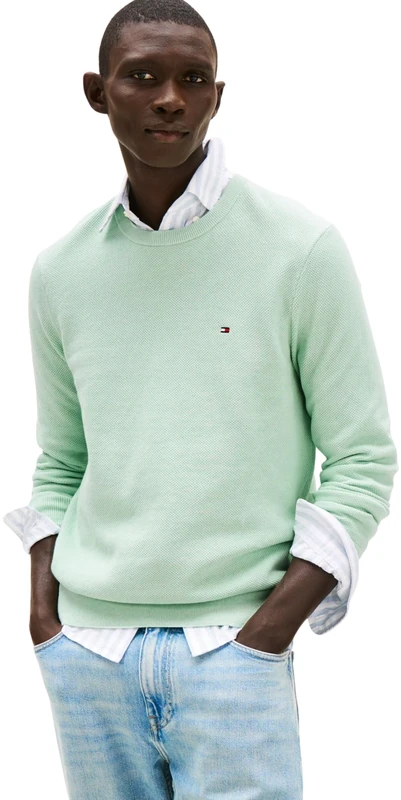 Tommy Hilfiger Men's Essential Structure Crew Neck MW0MW36347 Pullover Sweater, Green, 3XL
