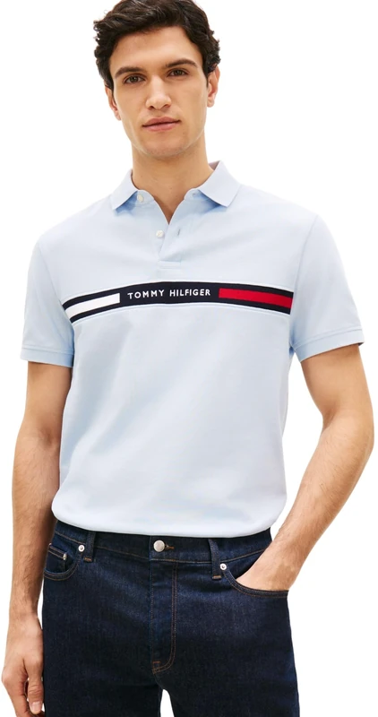Tommy Hilfiger Men's Hilfiger Chest Insert Reg Polo MW0MW38130 S/S Polo, Blue, XL