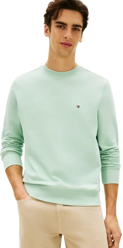 Tommy Hilfiger Men's Essential Terry Crewneck MW0MW37237 Pullover Sweatshirt, GREEN, L
