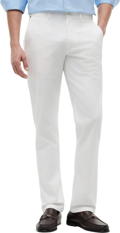 Tommy Hilfiger Men's Chinos Core Denton Essential Twill Straight Fit, White (Th Optic White), 34W/28L