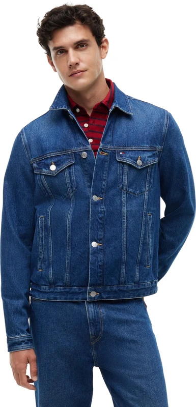 Tommy Hilfiger Men's Regular Trucker Jkt Ike Blue MW0MW42629 Trucker Jacket, DENIM, M