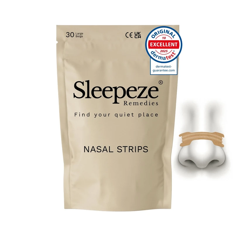 Nasal Strips Large x30 Beige, New Packaging Design, Snoring Devices, Nose Strips for Breathing, Anti Snore Devices, Snoring Device for Men and Women, Helps Reduce Snoring Drug Free, Sleepeze Remedies