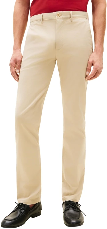 Tommy Hilfiger Men's Chinos Core Denton Essential Twill Straight Fit, Beige (Sandalwood), 38W/28L