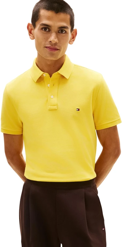 Tommy Hilfiger Men's 1985 Slim Polo MW0MW17771 S/S Polo, Yellow, XXL