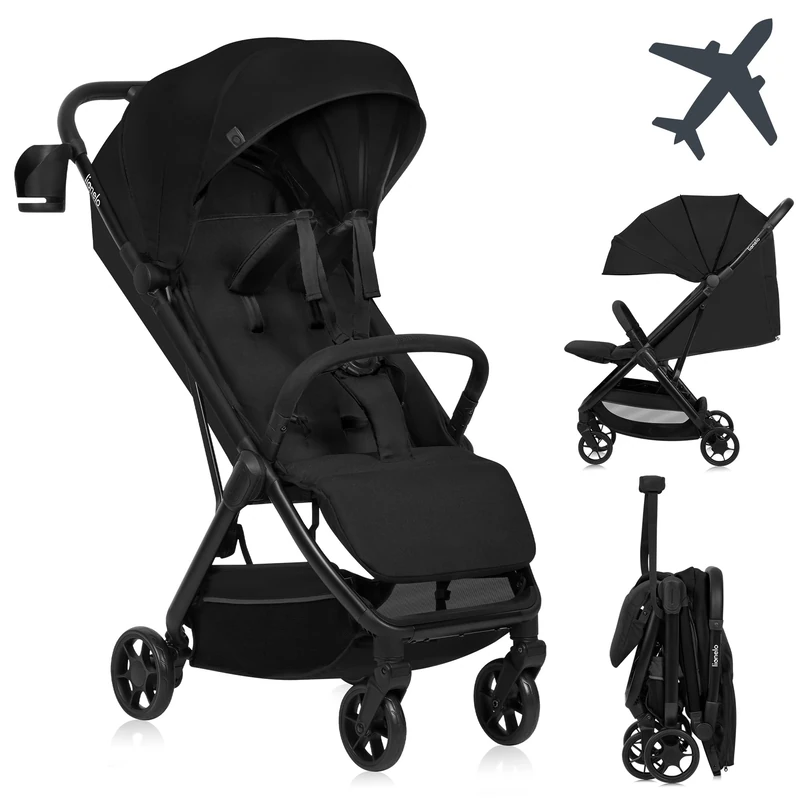 LIONELO Julie Air Pushchair Cane up to 22 kg from 6 m to 4 Years for Airplanes with 360° Swivel Wheels, Suspension Folding with one Hand, backrest Adjustment Canopy, UPF50+, Lightweight