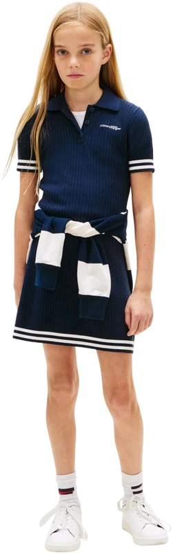 Tommy Hilfiger Girl's Sweater Dress Ss KG0KG09308 Dresses, Blue (Dark Night Navy), 12 Years