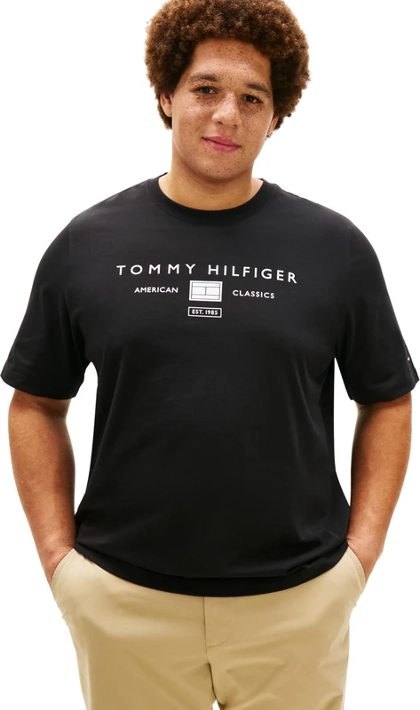 Tommy Hilfiger Men's Bt-Brand Love Mono Stack Tee-B MW0MW44053 S/S T-Shirt, Black, 3XL - Image 1
